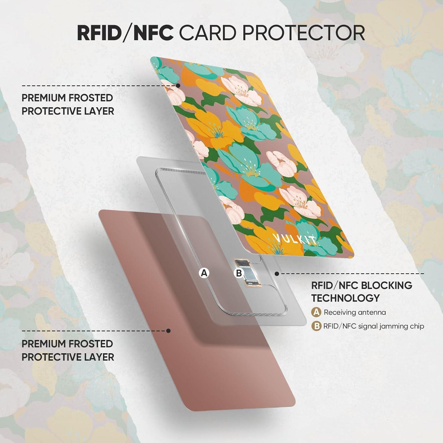 image:imageVULKIT RFID Blocking Cards Slim RFID Card Blocker amp NFC Contactless Card Protector for Your Wallet and Passport for Travel Outdoor 2 Leafcombo