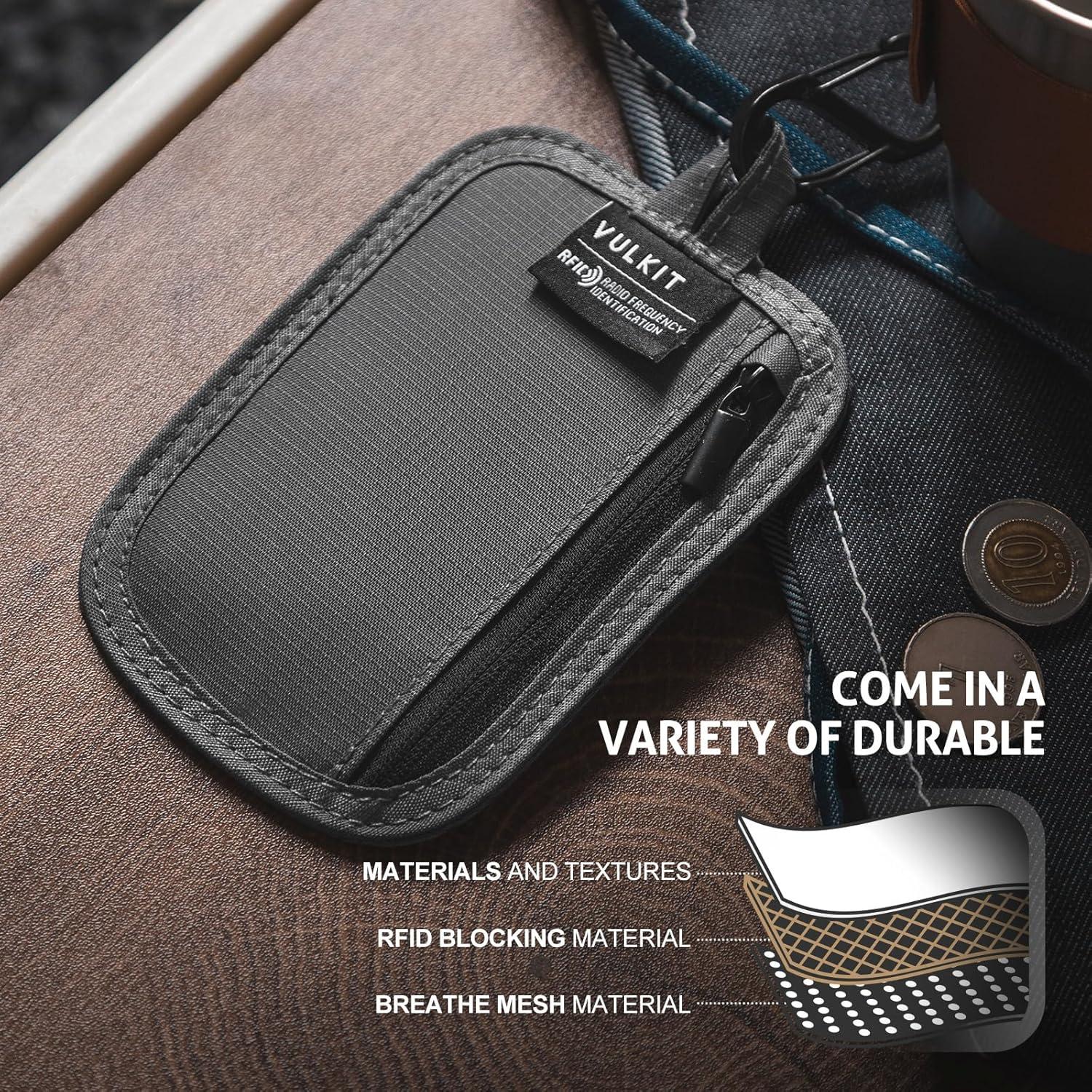 image:imageVULKIT RFID Blocking Clip Stash Pocket Small Slim Hidden Zipper Pouch Travel Safety Anti Theft Pickpocket Wallet GreyGrey
