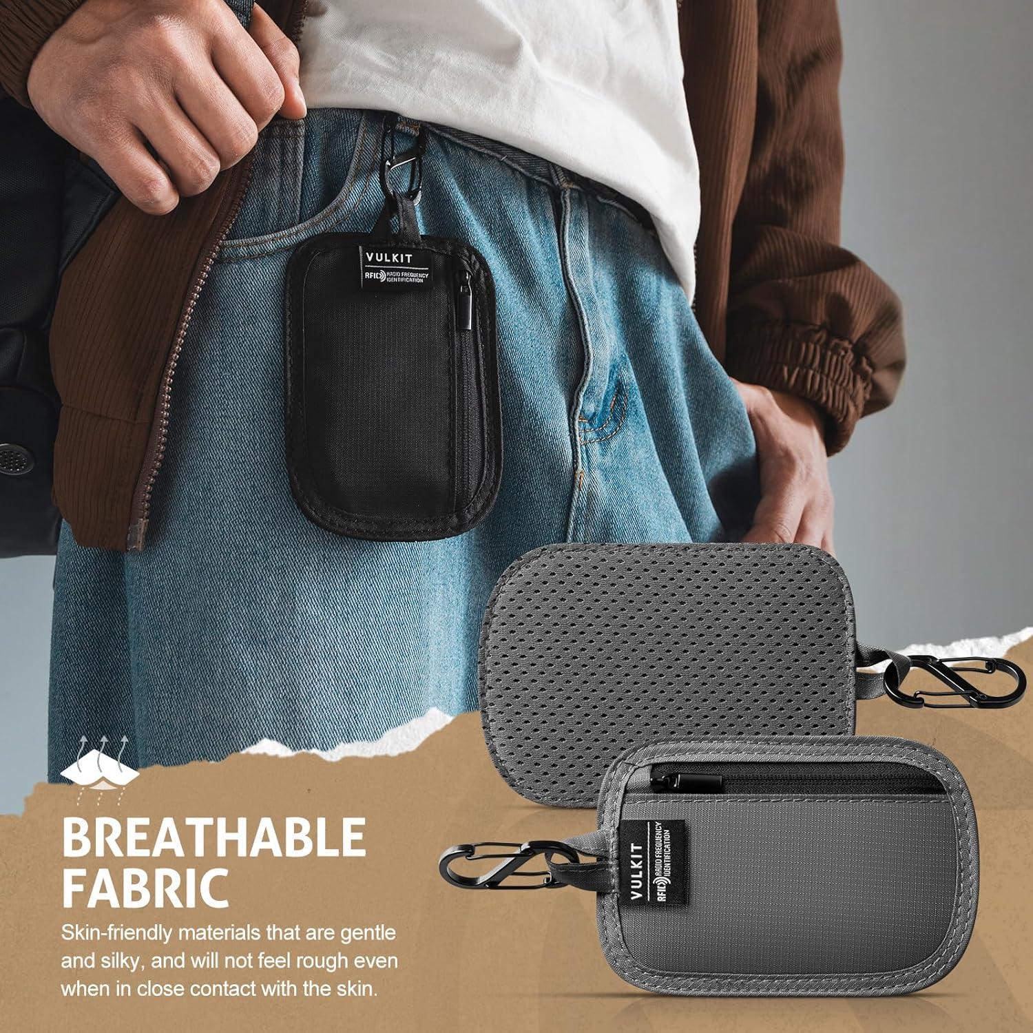image:imageVULKIT RFID Blocking Clip Stash Pocket Small Slim Hidden Zipper Pouch Travel Safety Anti Theft Pickpocket Wallet GreyGrey
