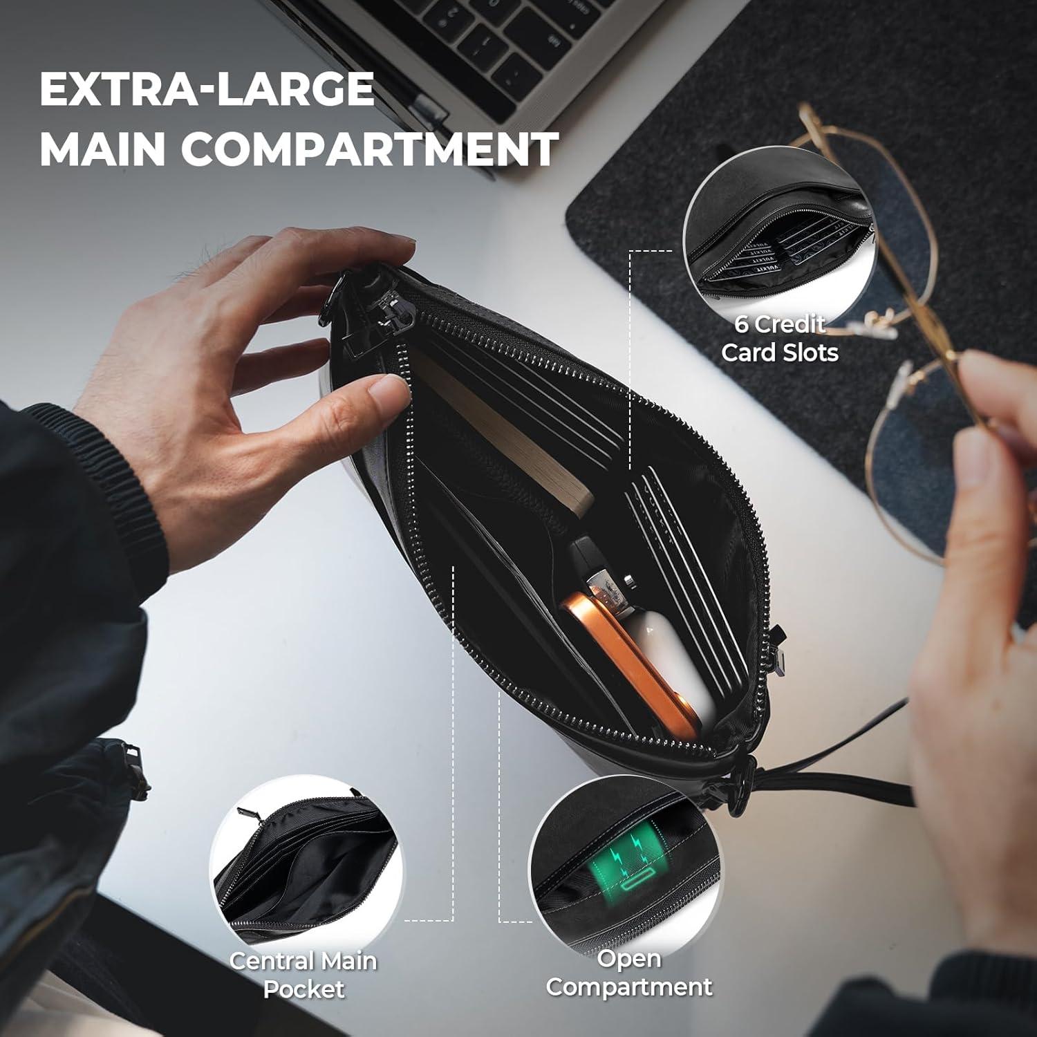 image:imageVULKIT RFID Blocking Clutch Bag for Men Large Mens Wristlet Wallet Business HandbagGraphite Black