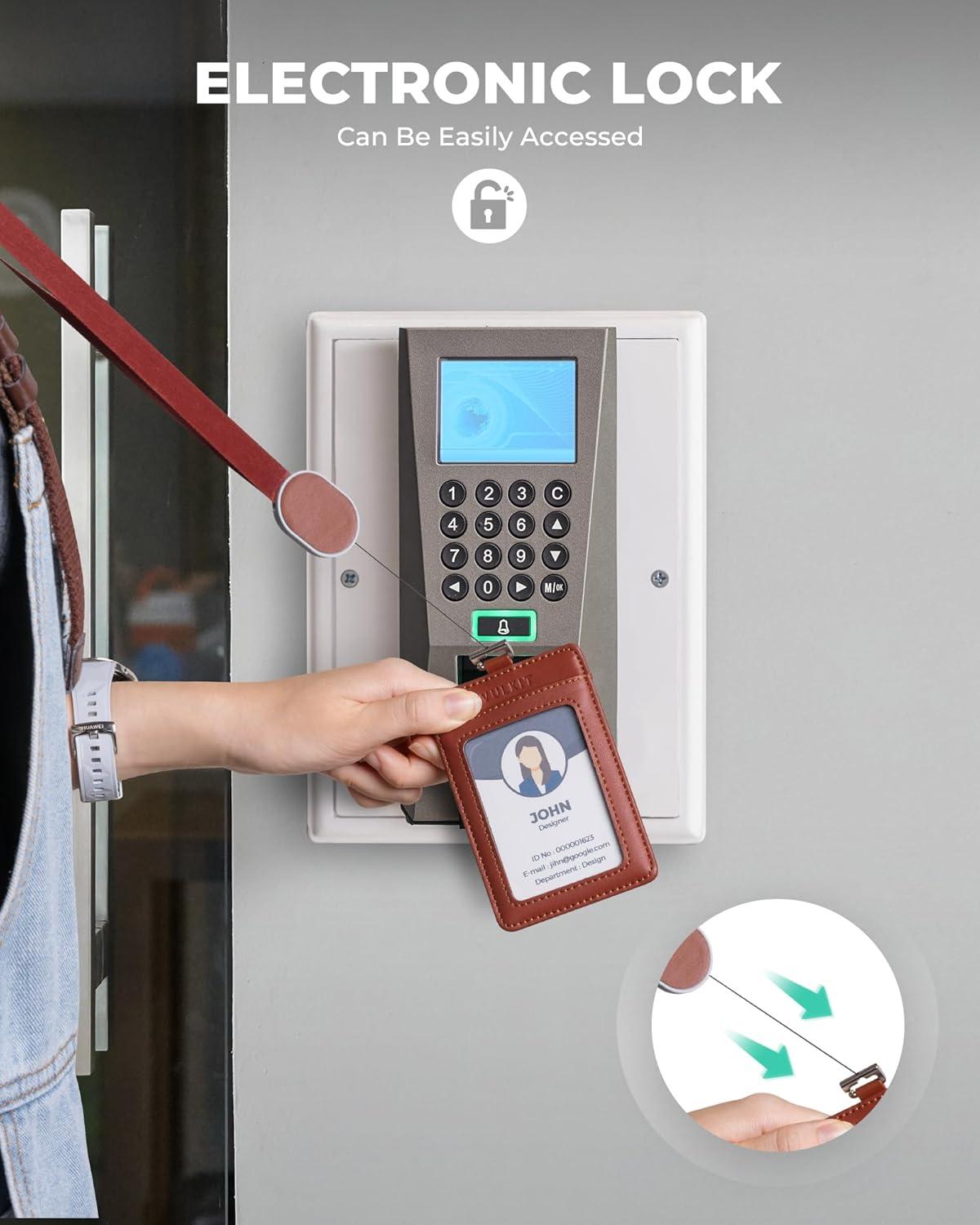 image:imageVULKIT Retractable Lanyard with Card Holder Vertical ID Badge Holder for Men or Women Bus Pass Holder ID Card Holders BrownRed