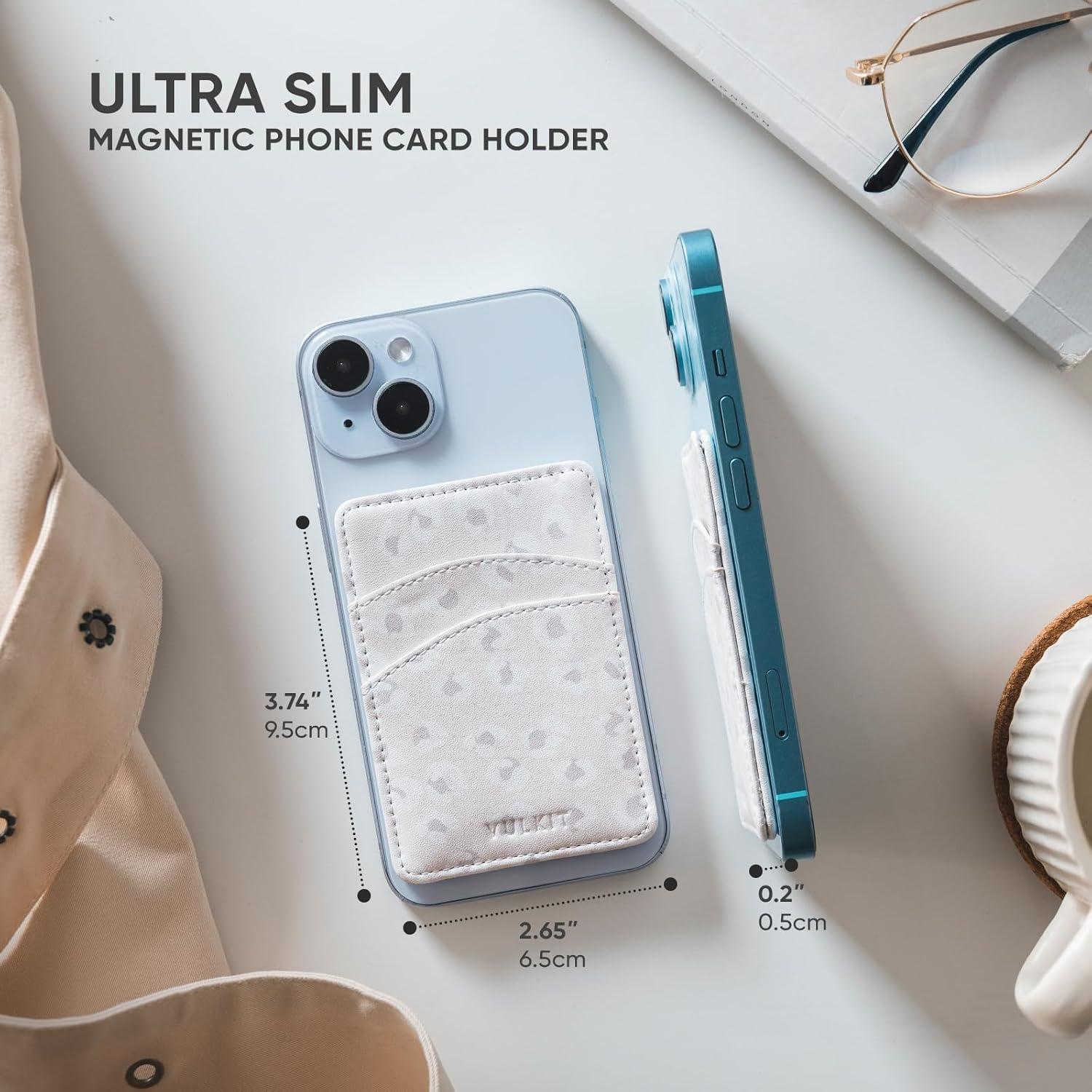 image:imageVULKIT Slim Leather Women Phone Wallet RFID Blocking Magnetic Phone Case Back of SmartphoneLeopard