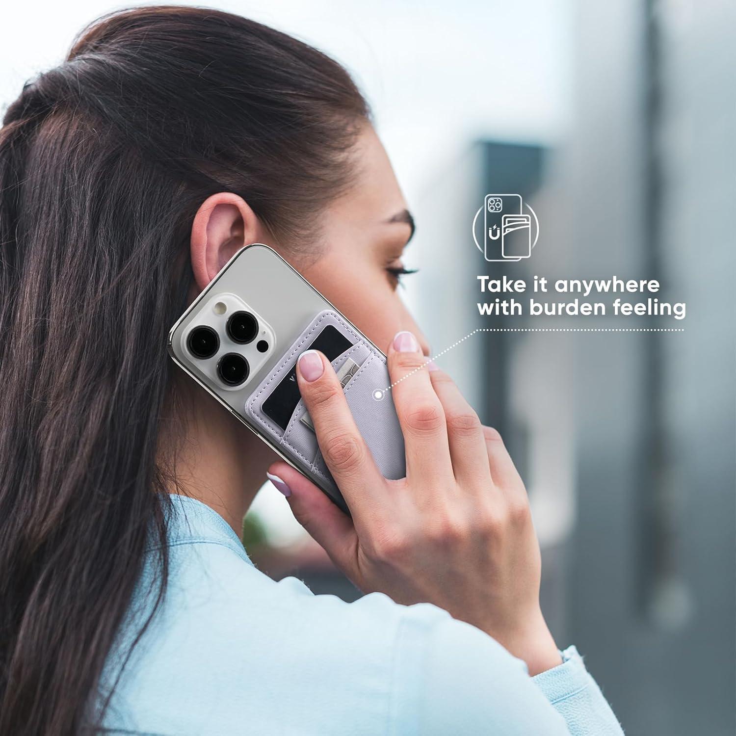 image:imageVULKIT Slim Leather Women Phone Wallet RFID Blocking Magnetic Phone Case Back of SmartphoneLilac