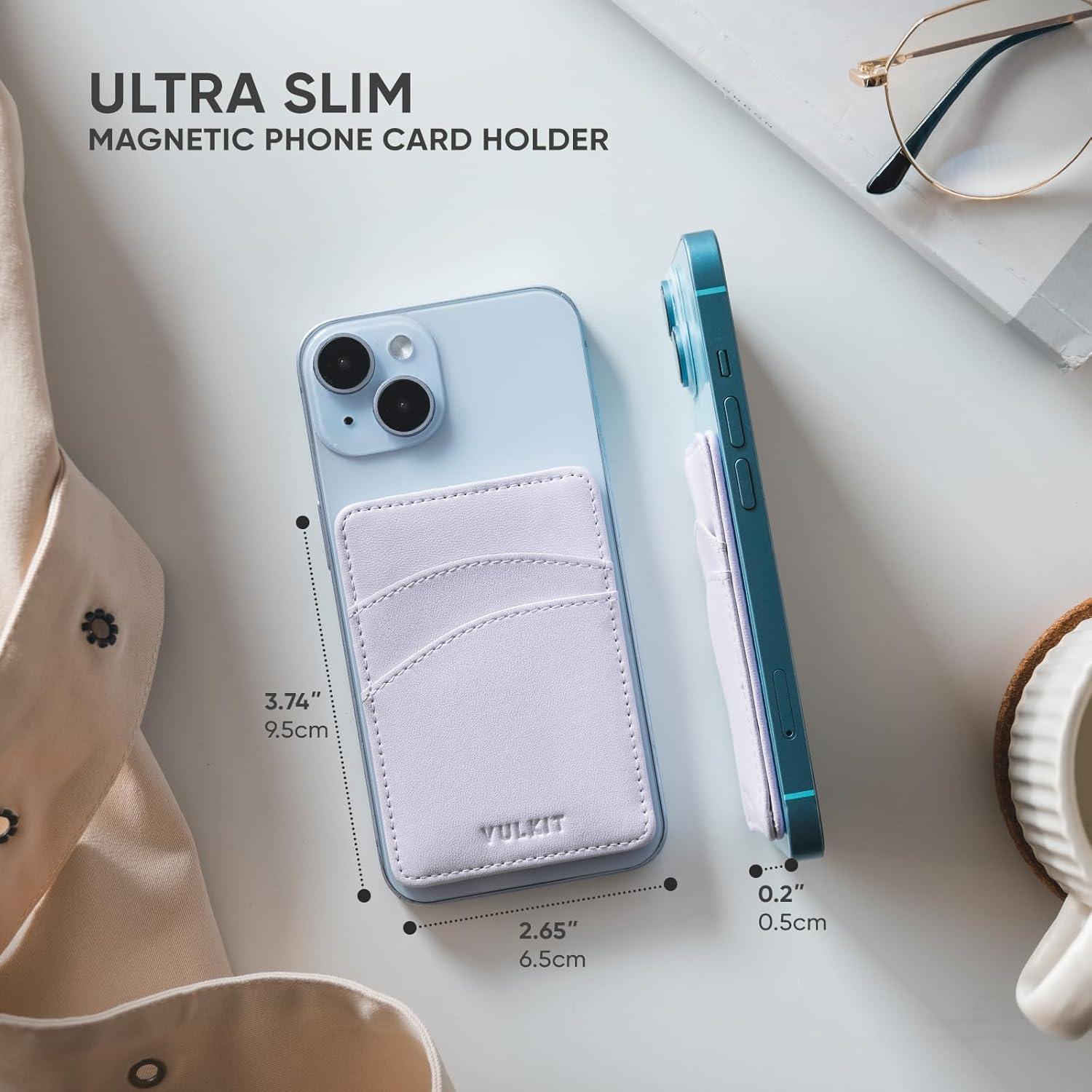 image:imageVULKIT Slim Leather Women Phone Wallet RFID Blocking Magnetic Phone Case Back of SmartphoneLilac