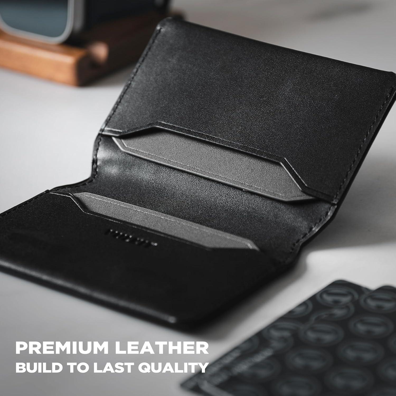 image:imageVULKIT Slim Minimalist Card Holder RFID Blocking Leather Credit Card Holder Front Pocket Wallet Magnetic ClosureBlack