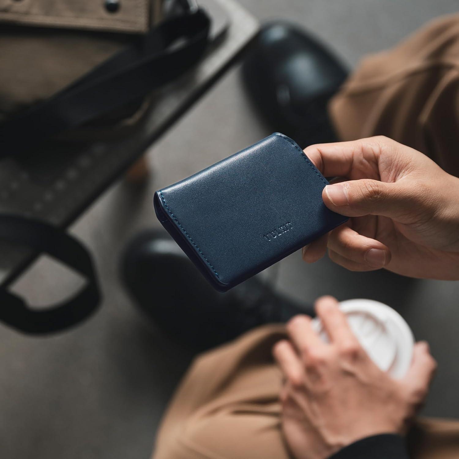 image:imageVULKIT Slim Minimalist Card Holder RFID Blocking Leather Credit Card Holder Front Pocket Wallet Magnetic ClosureNavy