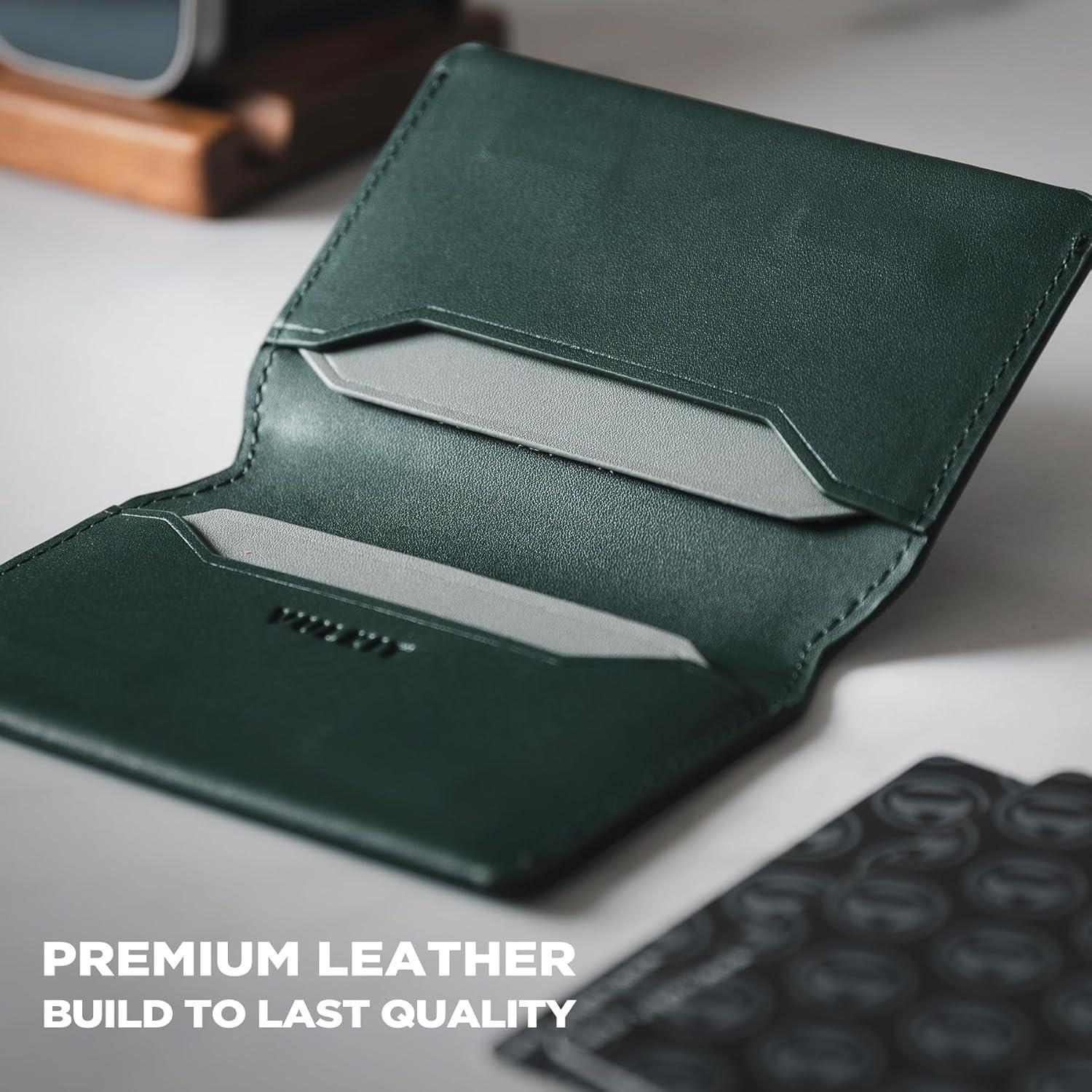 image:imageVULKIT Slim Minimalist Card Holder RFID Blocking Leather Credit Card Holder Front Pocket Wallet Magnetic ClosureOlive