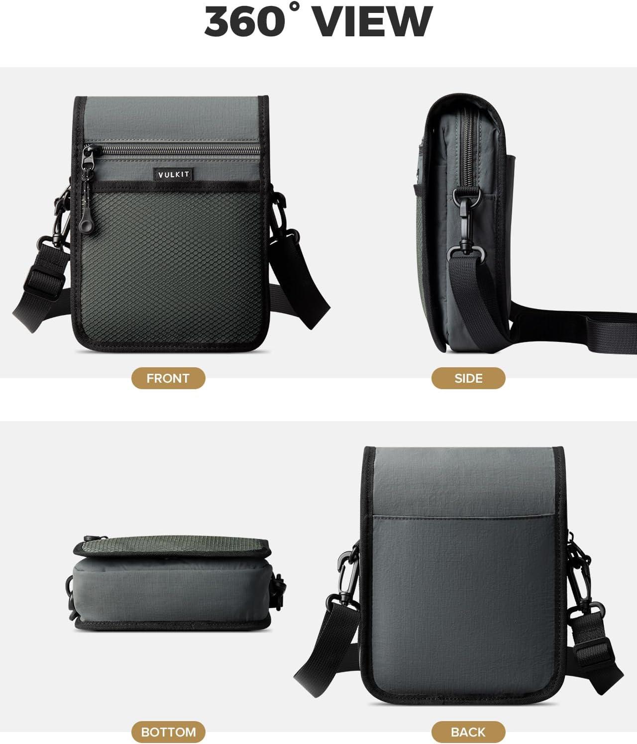 image:imageVULKIT Small Messenger Bag for Men with Adjustable Strap Lightweight Crossbody or Shoulder BagGrey
