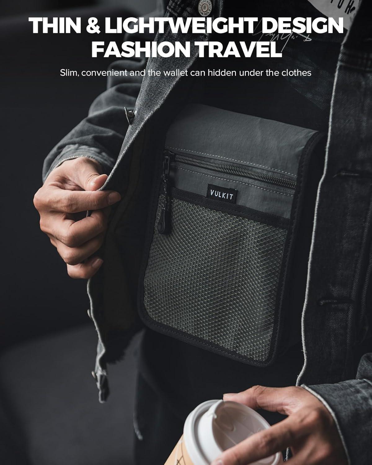 image:imageVULKIT Small Messenger Bag for Men with Adjustable Strap Lightweight Crossbody or Shoulder BagGrey