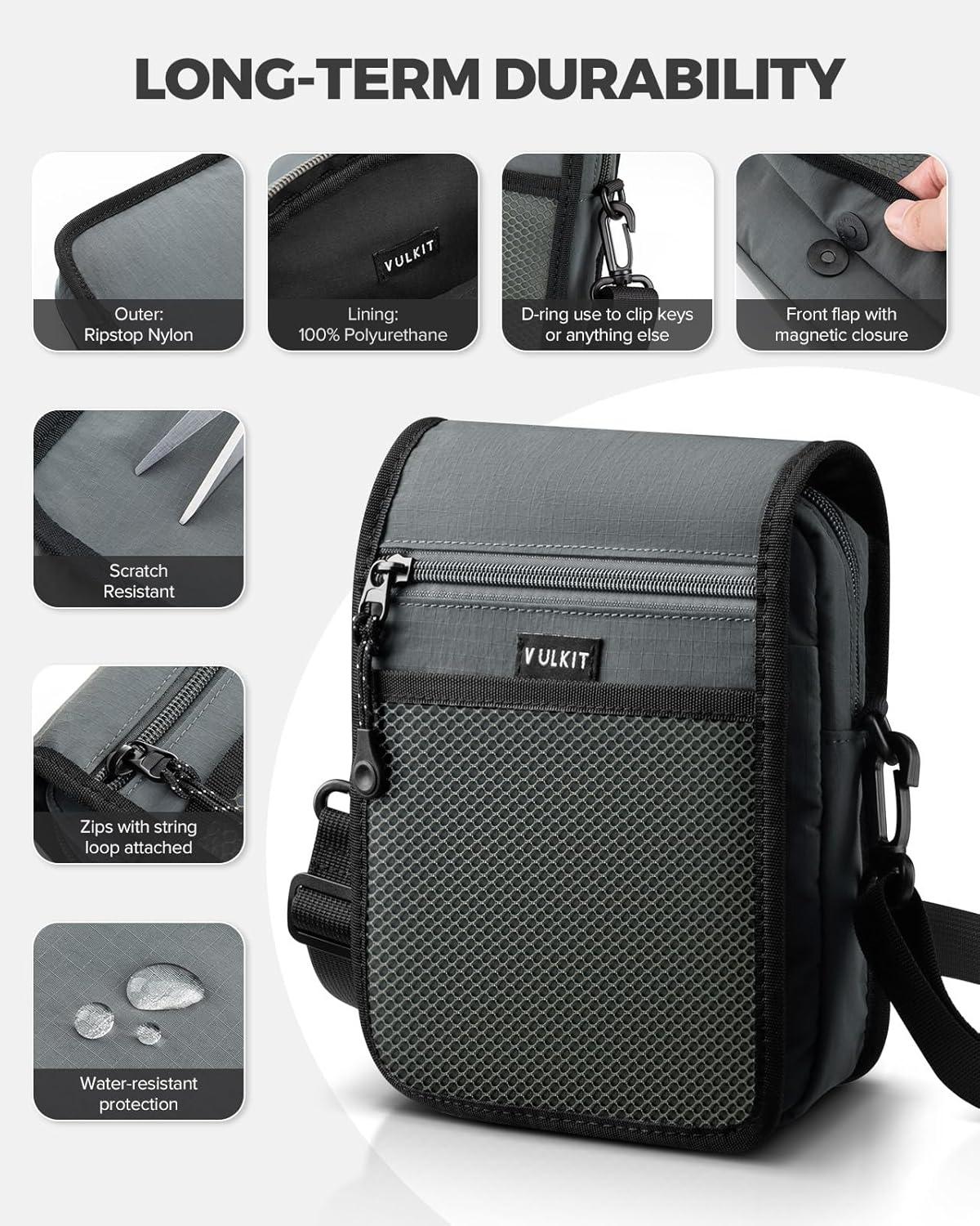 image:imageVULKIT Small Messenger Bag for Men with Adjustable Strap Lightweight Crossbody or Shoulder BagGrey