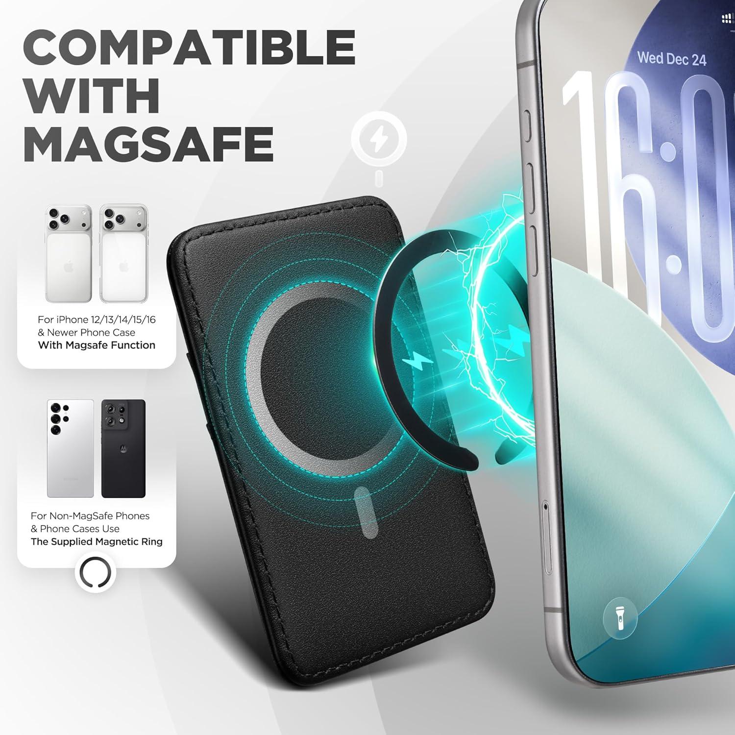 image:imageVULKIT for MagSafe Wallet With RFID Blocking Magnetic Wallet for iPhone 171615141312 Series Galaxy Moto Slim Phone Card HolderBlack
