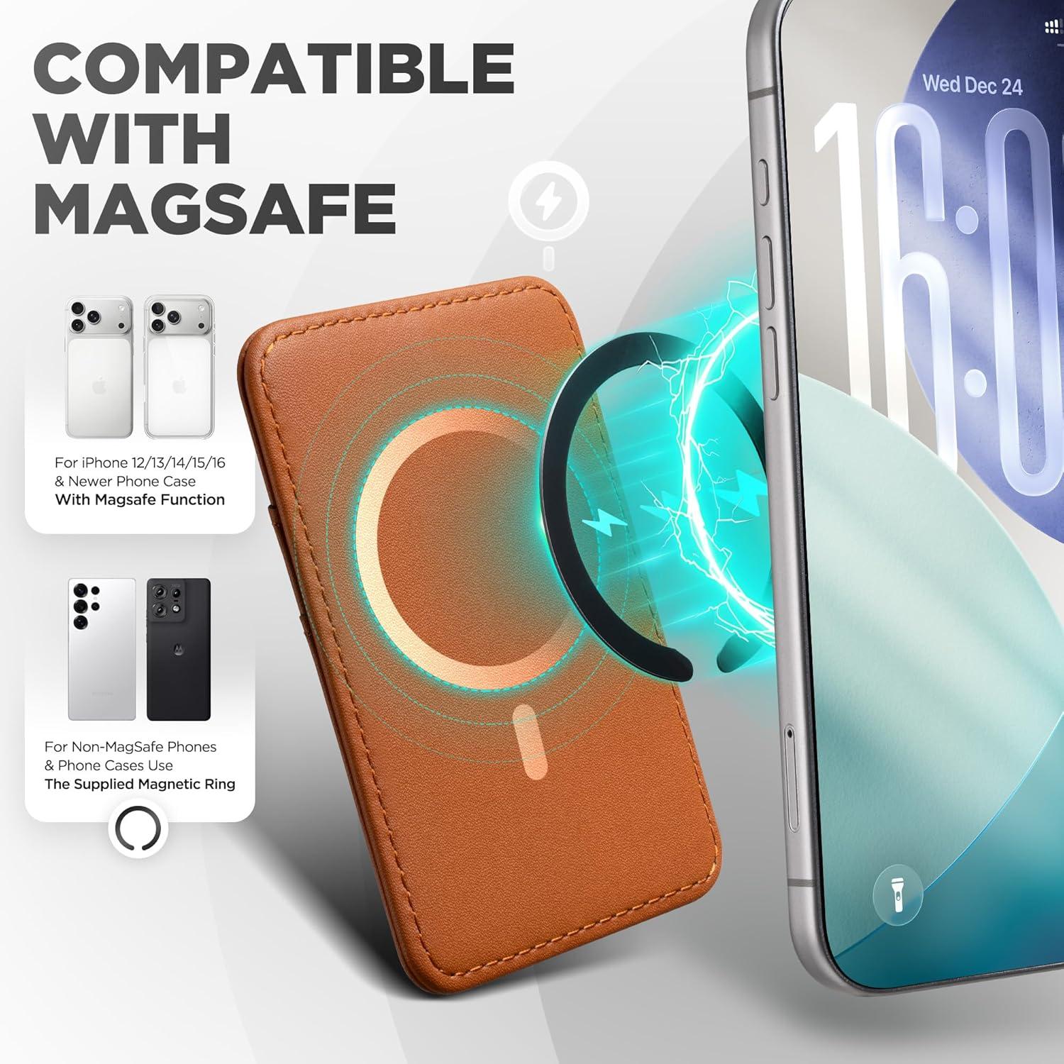 image:imageVULKIT for MagSafe Wallet With RFID Blocking Magnetic Wallet for iPhone 171615141312 Series Galaxy Moto Slim Phone Card HolderCosmic Orange