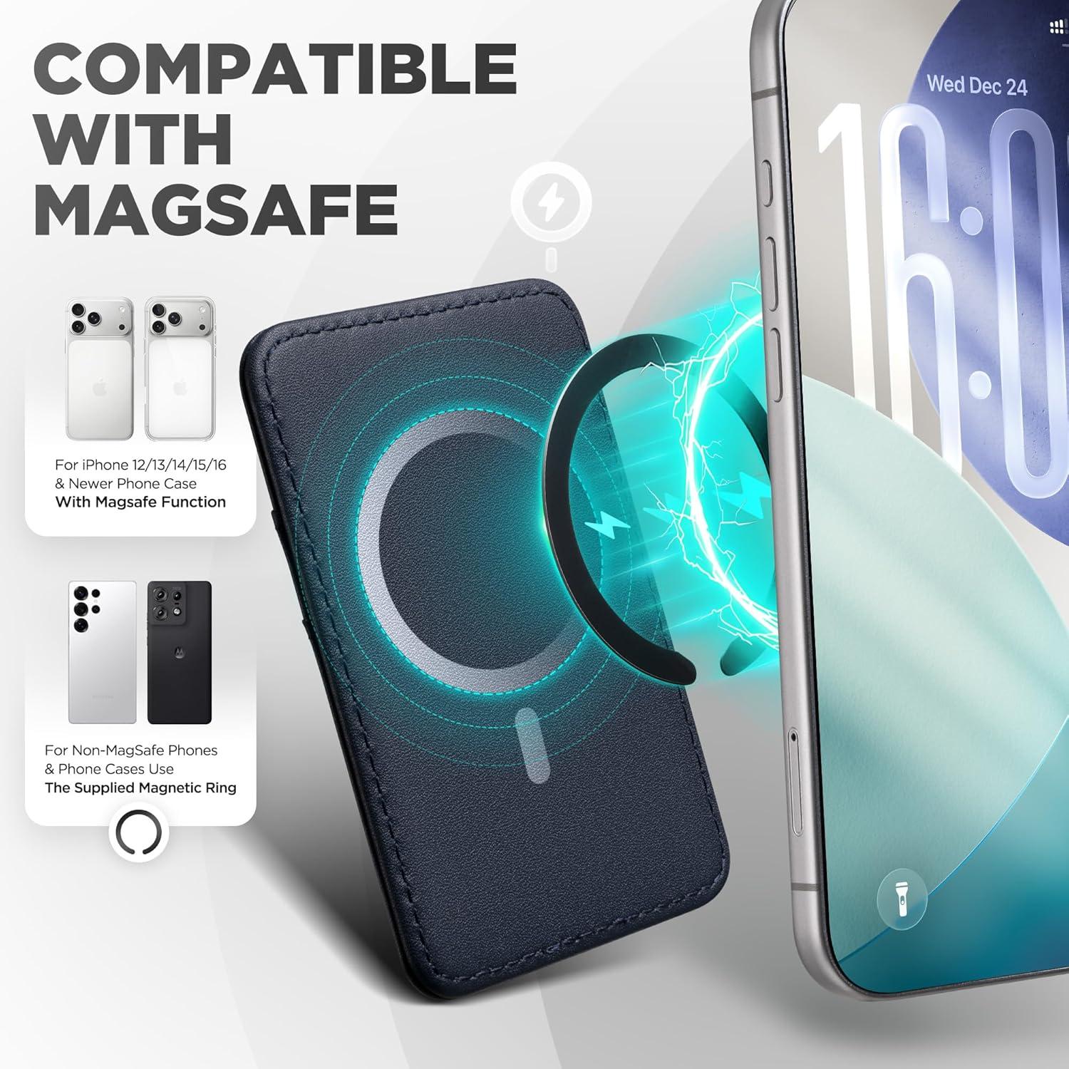 image:imageVULKIT for MagSafe Wallet With RFID Blocking Magnetic Wallet for iPhone 171615141312 Series Galaxy Moto Slim Phone Card HolderDeep Blue