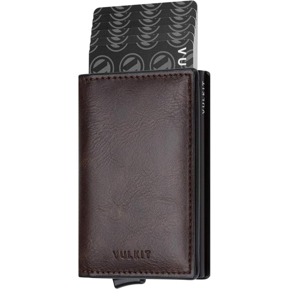 image:imageVULKIT Card Holder Pop Up Slim Wallet Leather RFID Blocking Card Case Up to 8 Credit CardsEspresso