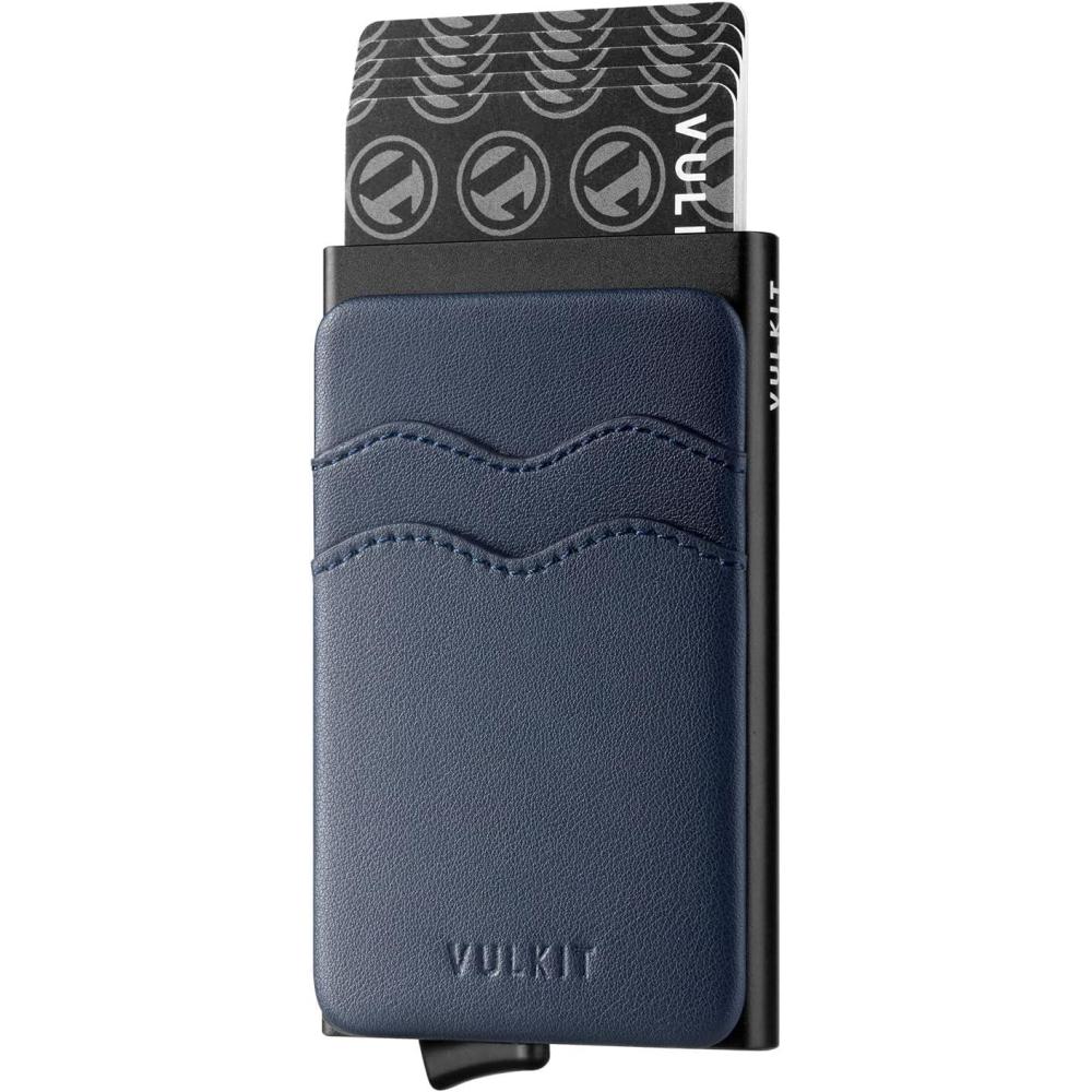 image:imageVULKIT Card Holder Pop Up Slim Wallet With Extra Leather Pocket Slots RFID Blocking Credit Card Case for Men and WomenBlue