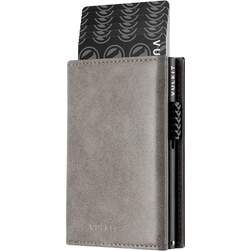image:imageVULKIT Card Holder Wallet with Coin Pocket Magnetic Closure Pop Up Cards With ID Window Leather Wallet for Cash amp Credit Cards  with Coin Pocket Magnetic Closure Pop Up Cards With ID WindowGrey