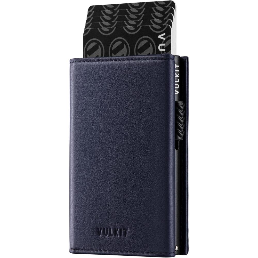 image:imageVULKIT Card Holder Wallet with Coin Pocket Magnetic Closure Pop Up Cards With ID Window Leather Wallet for Cash amp Credit Cards  with Coin Pocket Magnetic Closure Pop Up Cards With ID WindowTop Grain Cowhide  Navy