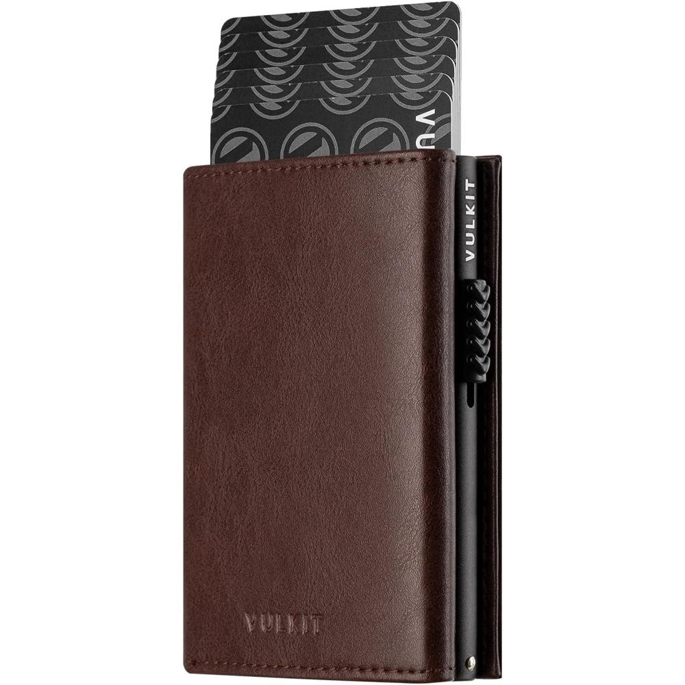 image:imageVULKIT Card Holder Wallet with Coin Pocket Magnetic Closure Pop Up Cards With ID Window Leather Wallet for Cash amp Credit Cards  with Coin Pocket Magnetic Closure Pop Up Cards With ID WindowEspresso