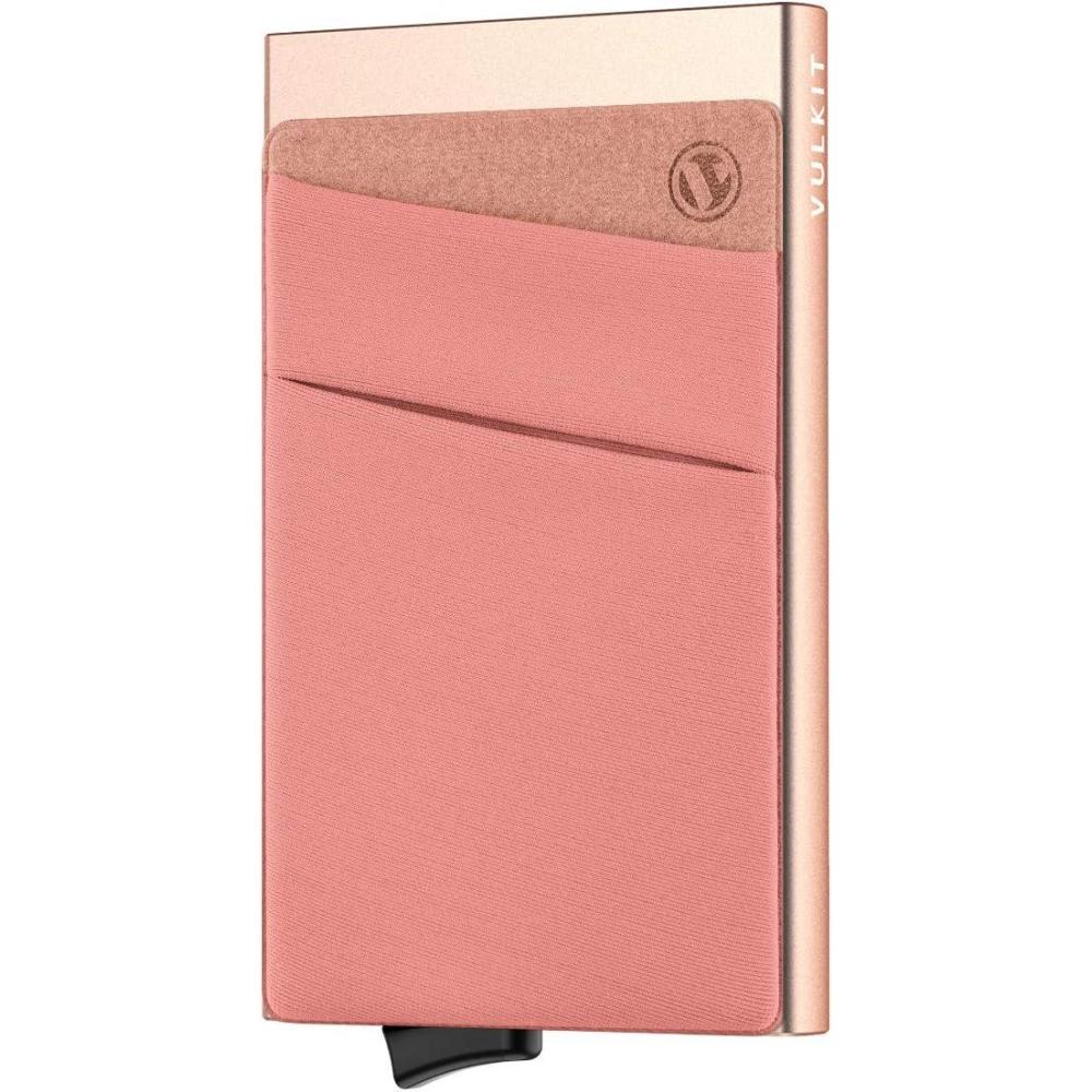 image:imageVULKIT Card Holder with Money Pocket Pop Up Wallet RFID Blocking Slim Metal Bank Card Case Holds 5 Cards and NotesChampagne