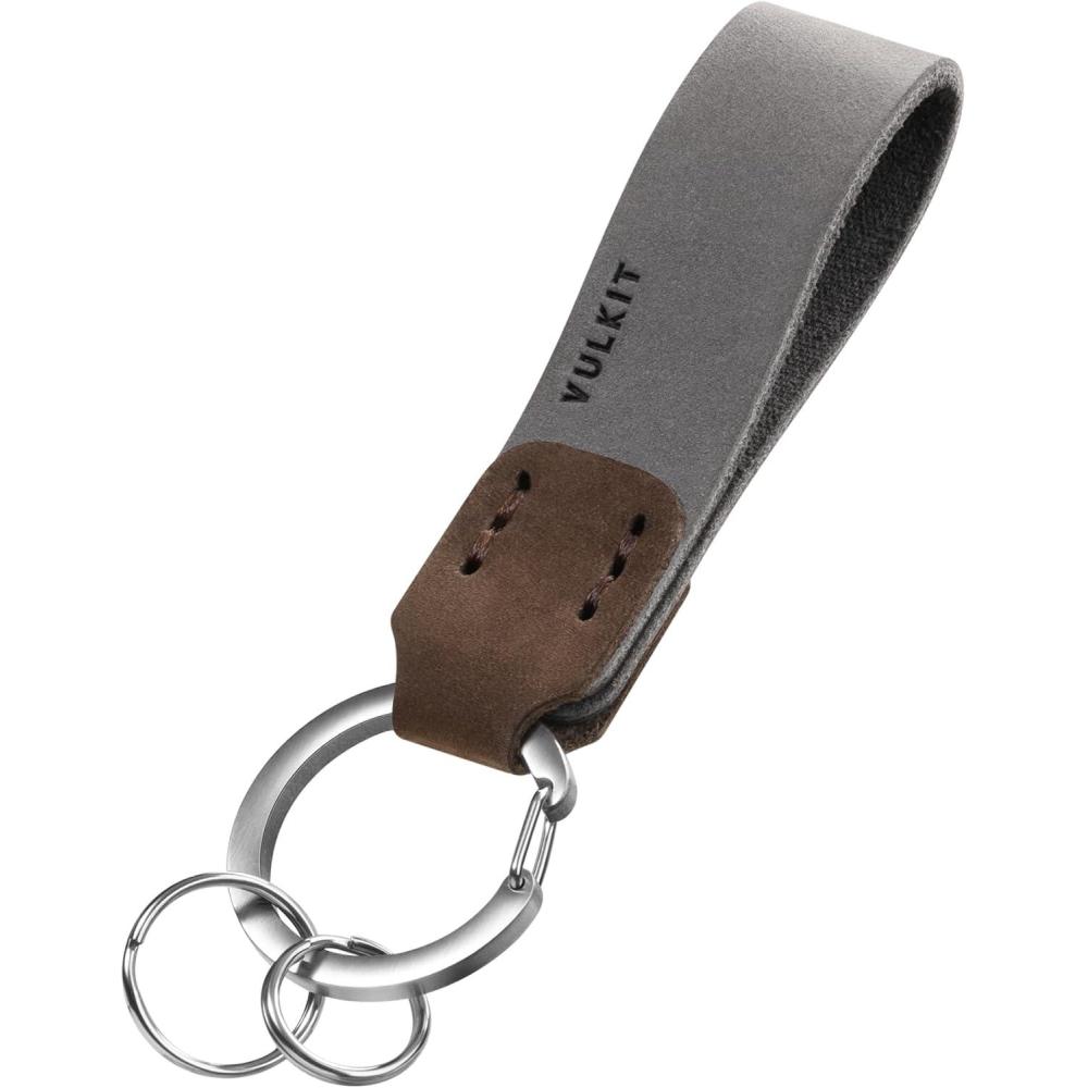 image:imageVULKIT Genuine Leather Keychain for Men amp Women Everyday Carry AccessoriesGreyEspresso