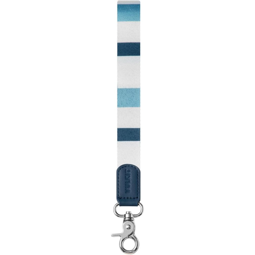 image:imageVULKIT Keychain Wristlet Wrist Lanyard Strap for Keys ID Badge amp Wallet Holder Keychain Clip amp Lanyard HookStripe Blue White