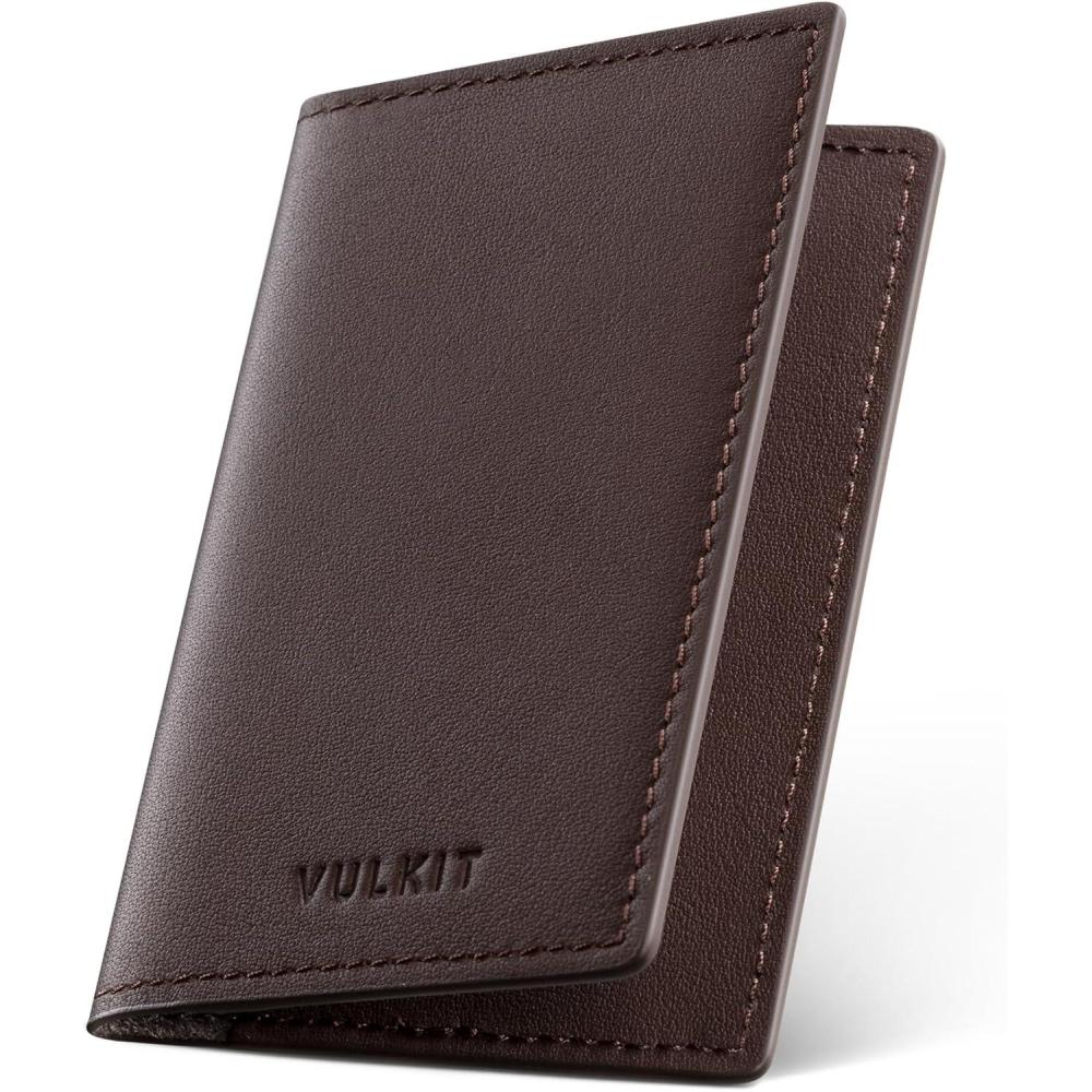 image:imageVULKIT Leather Business Card Holder 2 Sided Slim Business Name Card Organizer for Men or Women Nappa NavyNappa Espresso