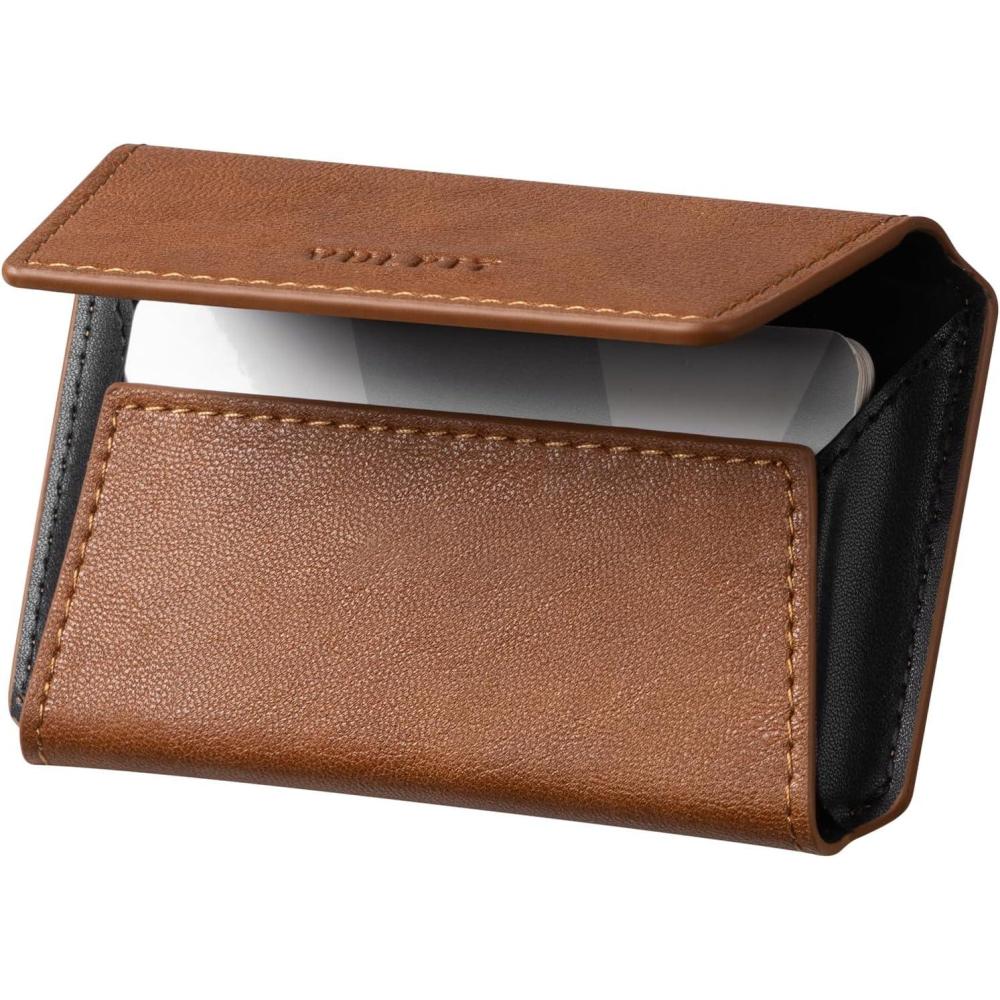 image:imageVULKIT Leather Business Card Holder Case for Men Slim Pocket Business Card Wallet Name Card Case Holder Holds 20 Business Cards BlackBrown