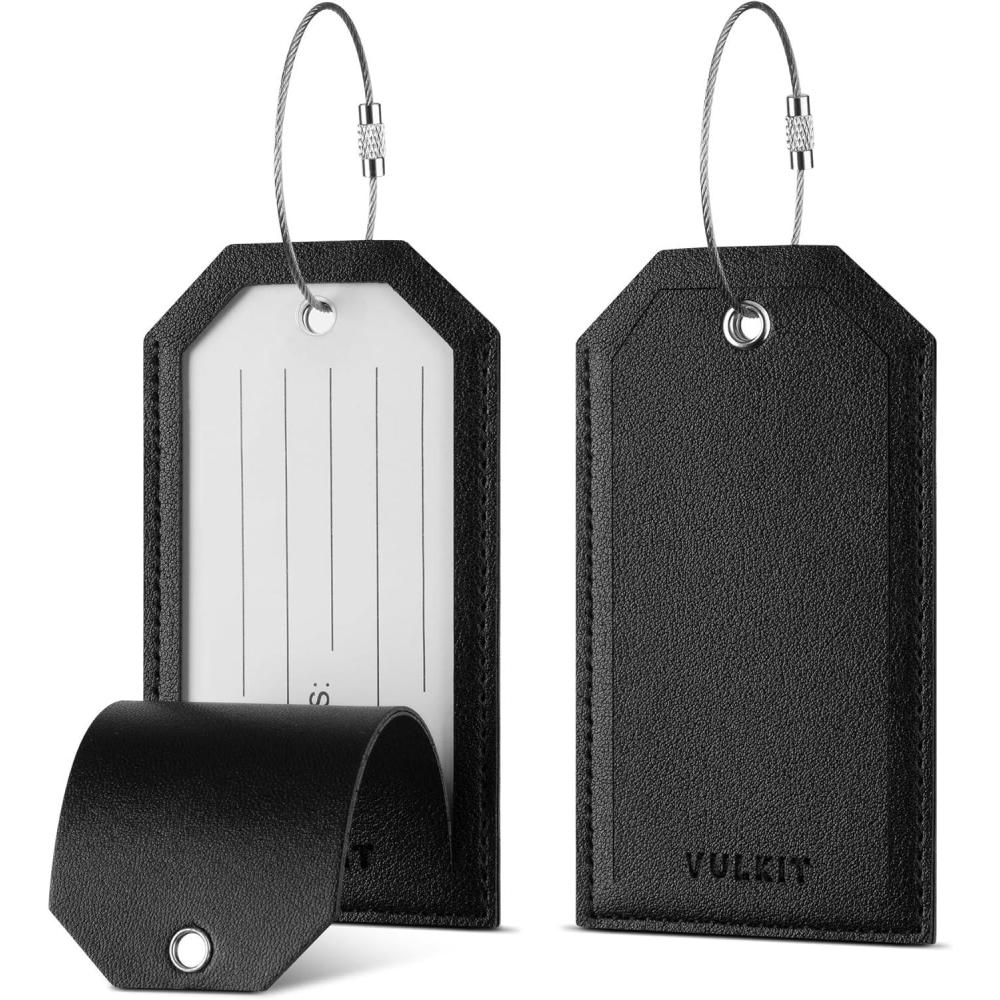 image:imageVULKIT Luggage Tags 2 Pack Baggage Tags for Suitcase Backpacks amp Briefcase Travel Essentials amp Cruise AccessoriesBlack