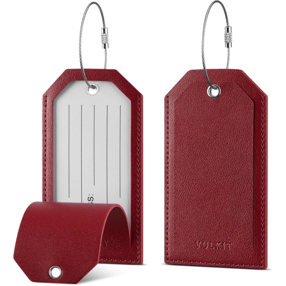 image:imageVULKIT Luggage Tags 2 Pack Baggage Tags for Suitcase Backpacks amp Briefcase Travel Essentials amp Cruise AccessoriesBurgundy