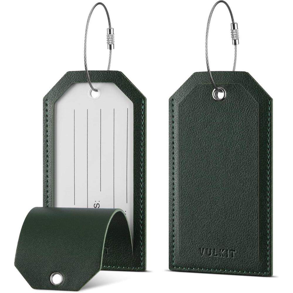 image:imageVULKIT Luggage Tags 2 Pack Baggage Tags for Suitcase Backpacks amp Briefcase Travel Essentials amp Cruise AccessoriesForest Green