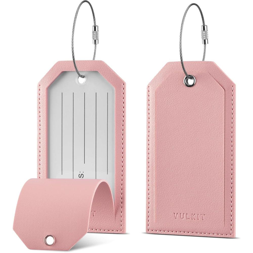 image:imageVULKIT Luggage Tags 2 Pack Baggage Tags for Suitcase Backpacks amp Briefcase Travel Essentials amp Cruise AccessoriesRose Pink