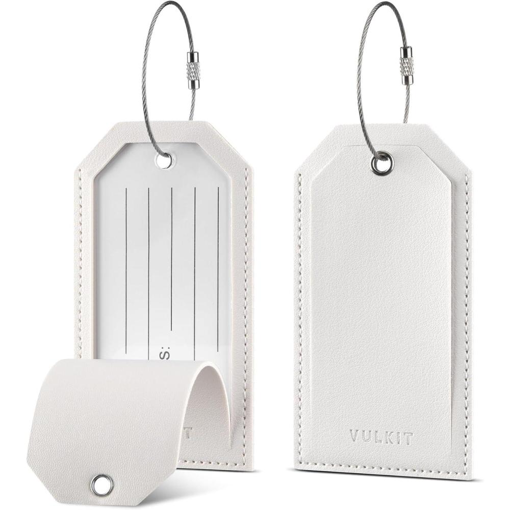 image:imageVULKIT Luggage Tags 2 Pack Baggage Tags for Suitcase Backpacks amp Briefcase Travel Essentials amp Cruise AccessoriesWhite