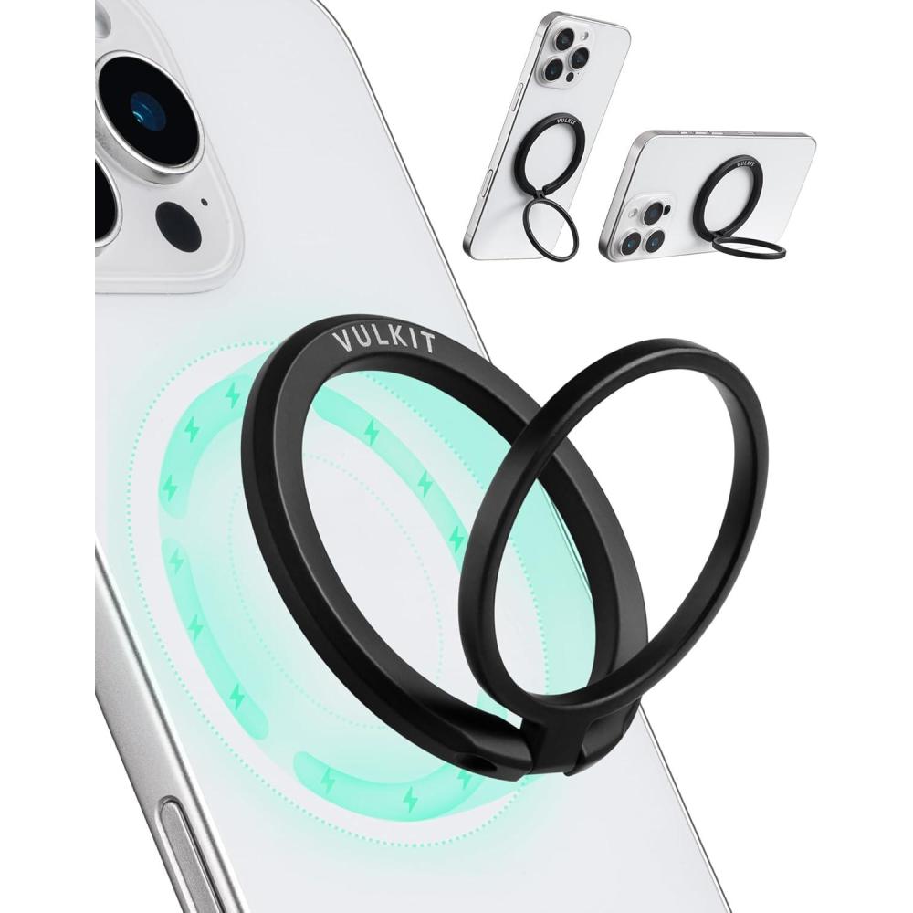 image:imageVULKIT Magnetic Phone Ring Holder Adjustable Cell Phone Stand Compatible with iPhone 17 Pro Max 16 15 14 13 12 Galaxy Huawei All Phones BlackBlack