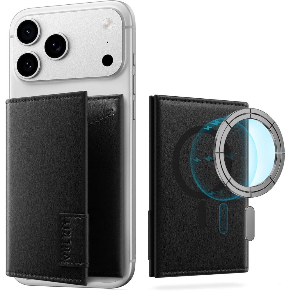 image:imageVULKIT Magnetic Wallet with Assisting Ring for Most Smartphones RFID Blocking Premium Nappa LeatherNappa Black