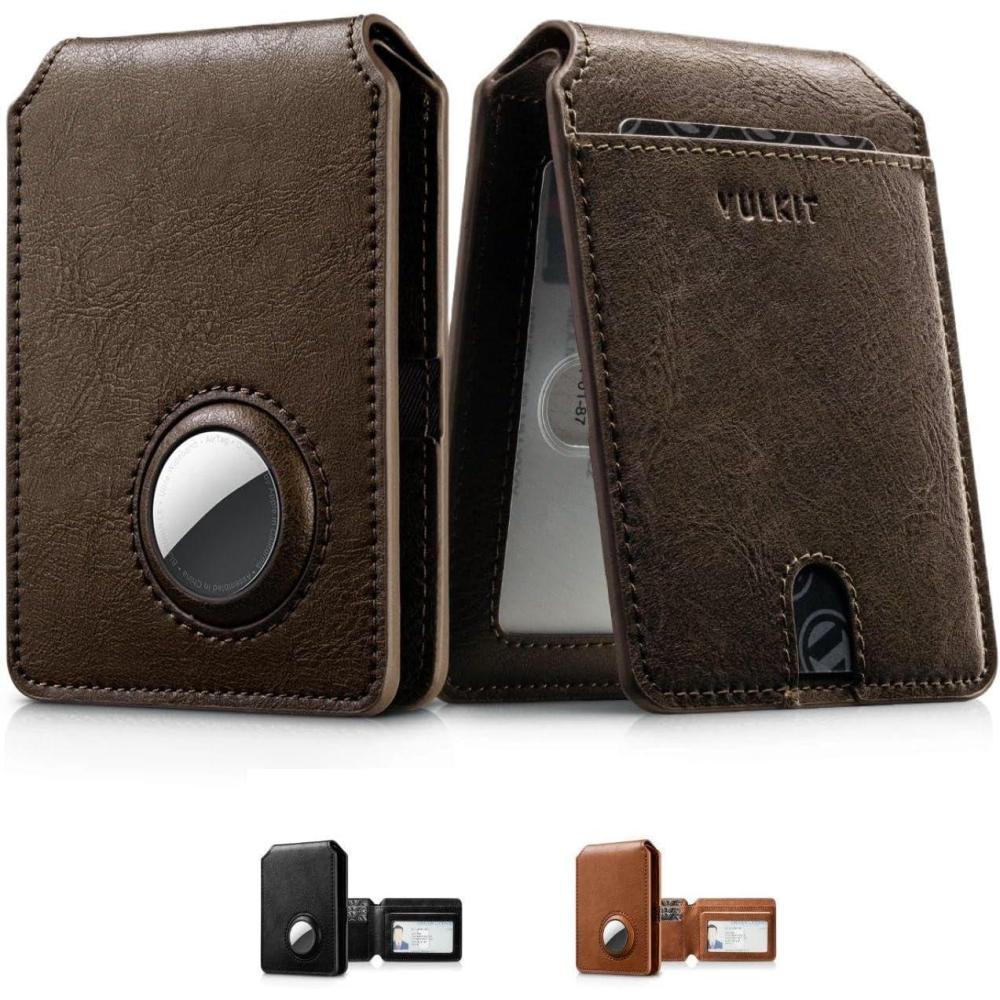 image:imageVULKIT Mens AirTag Wallet 05 Slim Bifold Leather Airtag Wallet Holder with RFID Blocking amp ID Window Front Pocket Minimalist Design AntiLoss Tracking for Urban Commute amp Travel CoffeeCoffee