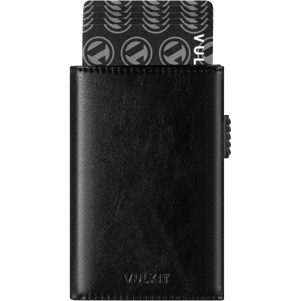 image:imageVULKIT Mens Card Holder Wallet Pop Up Wallet Magnetic Closure RFID Blocking Trifold Leather WalletBlack