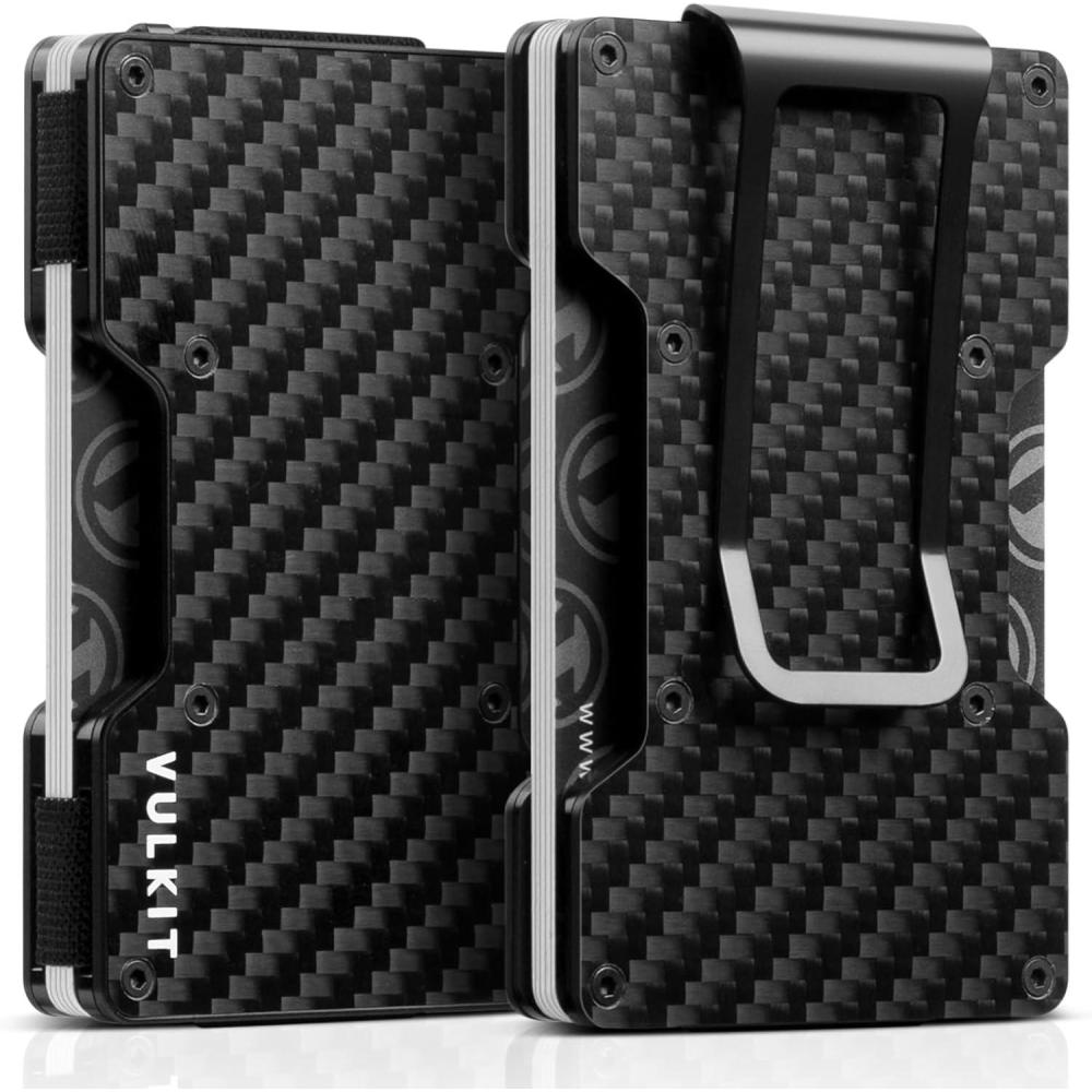 image:imageVULKIT Mens Metal Wallet with Money Clip Slim Credit Card Holder with Airtag Holder Minimalist Front Pocket Wallet for MenGreenCF