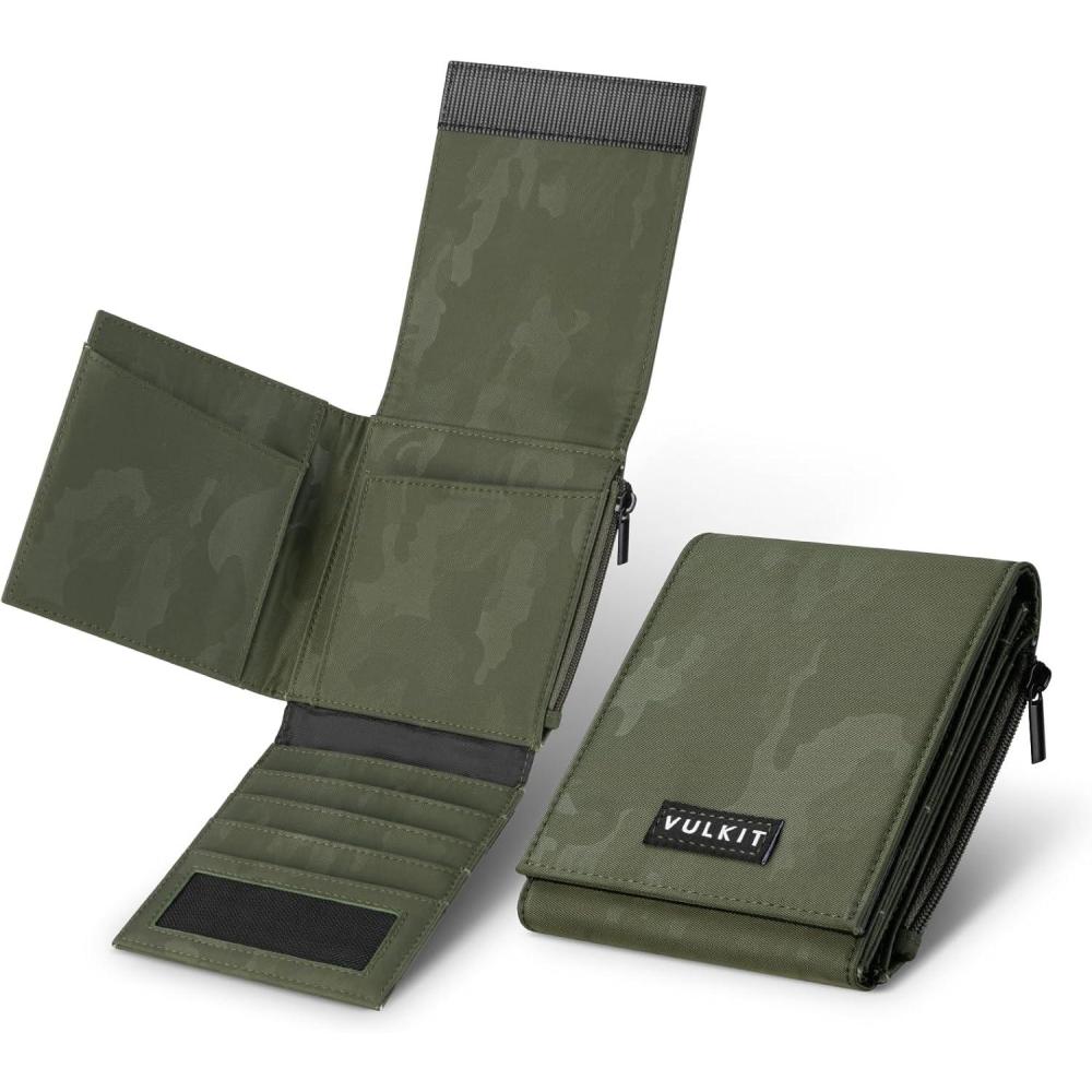 image:imageVULKIT Mens Wallet RFID Blocking Card Holder Minimalist Multifold Magic Wallet for 20 Cards Cash BillsCamouflage GreenCamouflage green