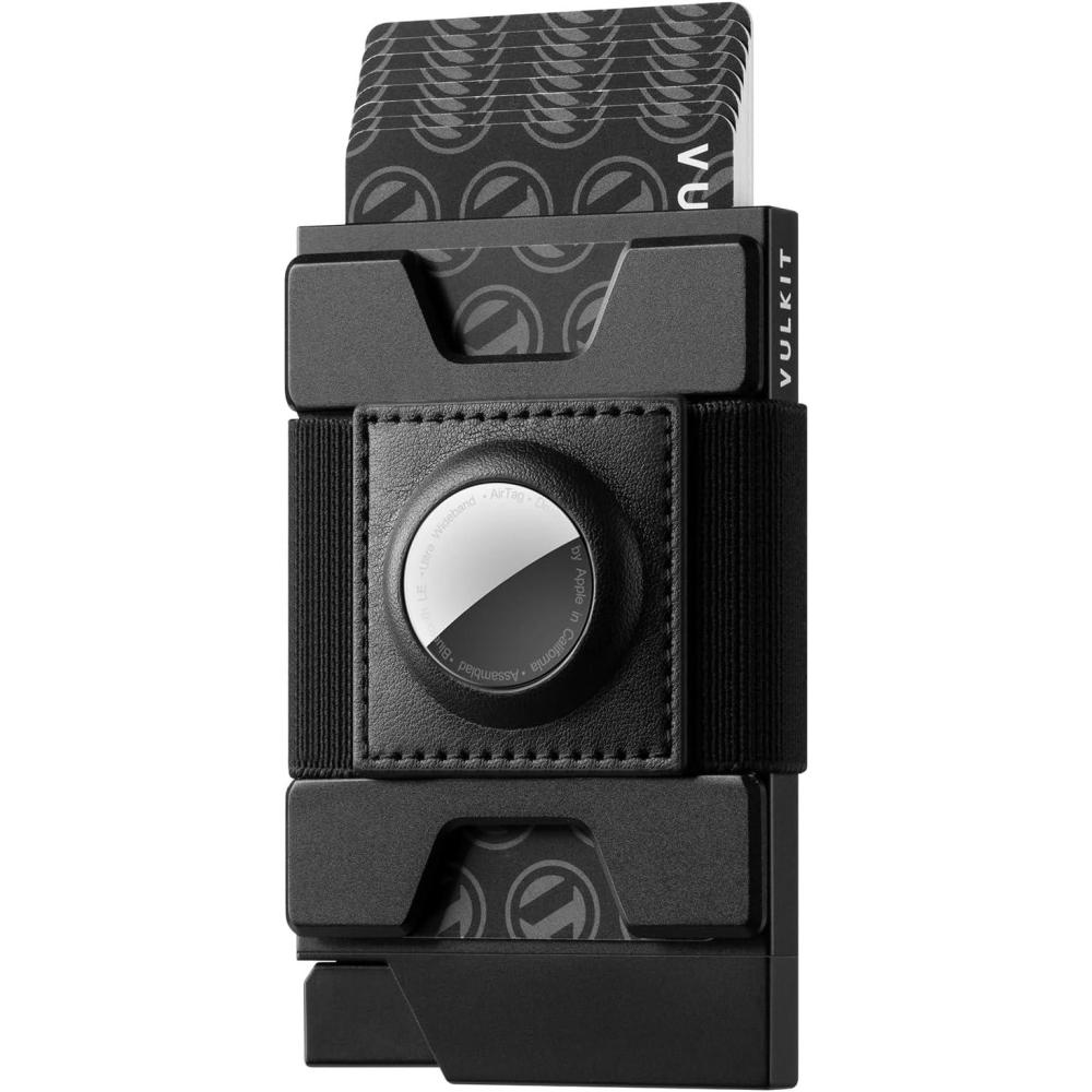 image:imageVULKIT Mens Wallet With AirTag Holder RFID Blocking Aluminum Pop Up Card Holder With Expandable Backplate Holds 12 Cards and Cash for Men and Women GreenBlack