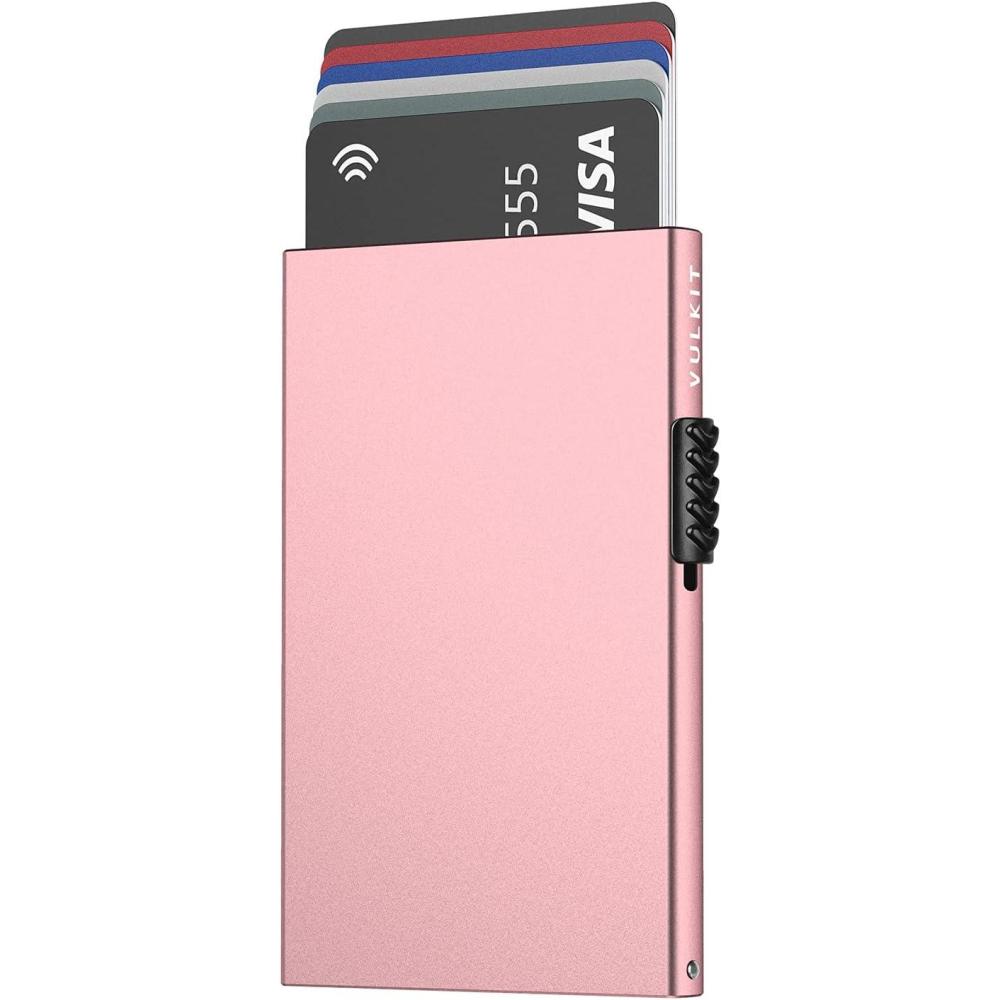 image:imageVULKIT Minimalist Credit Card Holder Pop Up Cards RFID Protection Slim Metal WalletRose Gold
