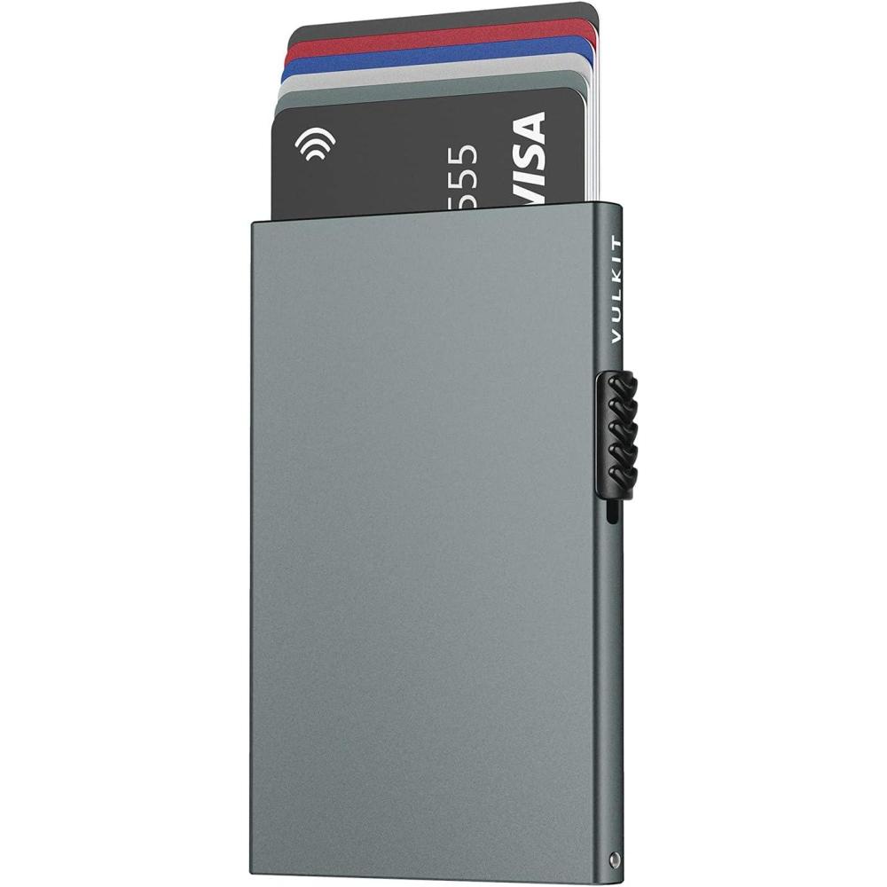 image:imageVULKIT Minimalist Credit Card Holder Pop Up Cards RFID Protection Slim Metal WalletSpace Grey