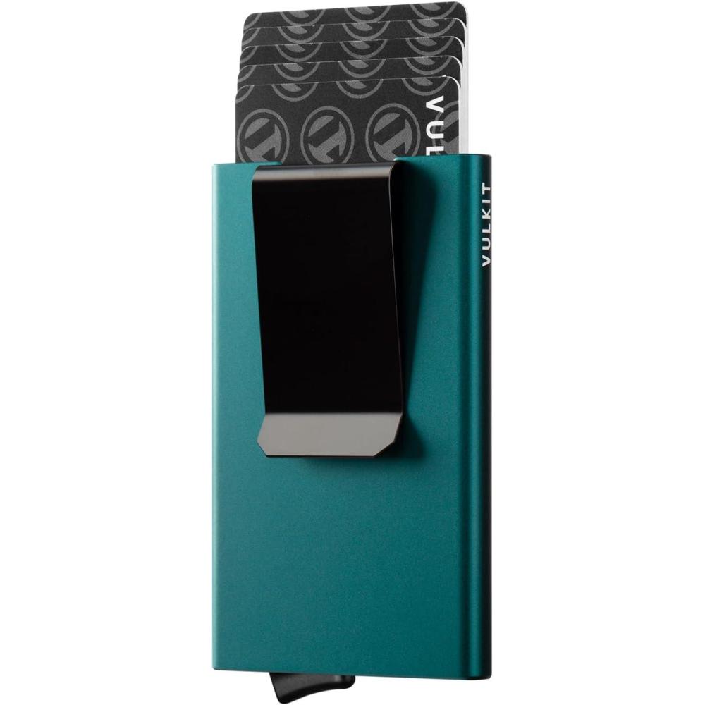 image:imageVULKIT Minimalist Wallet With Money Clip RFID Blocking Pop Up Card Holder Slim Metal Wallet For MenEmerald Green