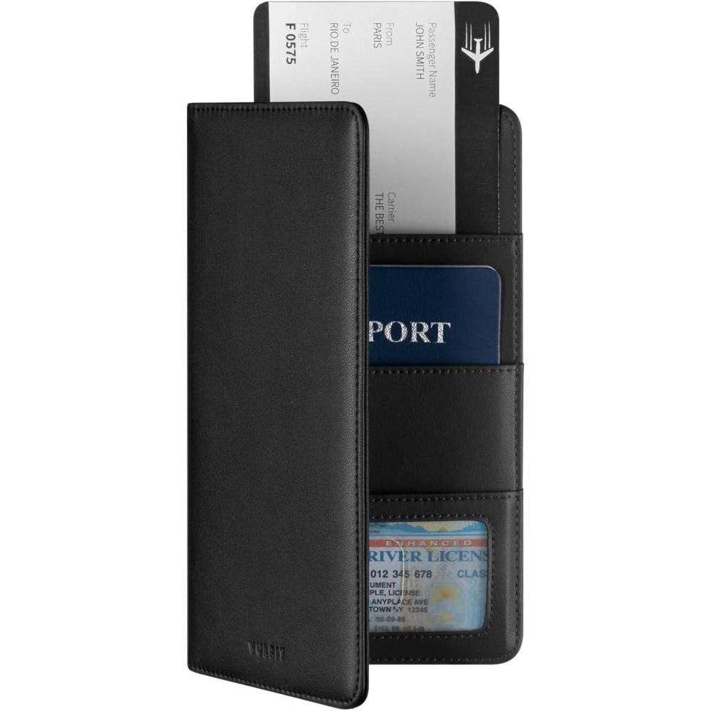 image:imageVULKIT Passport Holder Wallet RFID Blocking Travel Wallet for Men amp WomenBlack