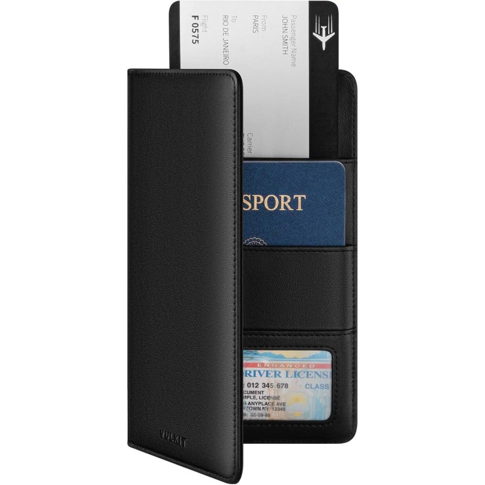 image:imageVULKIT Passport Holder Wallet RFID Blocking Travel Wallet for Men amp WomenTop Grade Genuine  Black