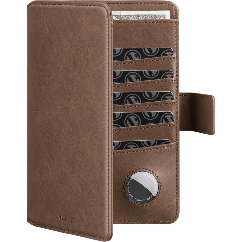 image:imageVULKIT Passport Holder with Airtag Holder RFID Blocking Passport Wallet Travel Leather Passport for WomenBlack BrownEspresso