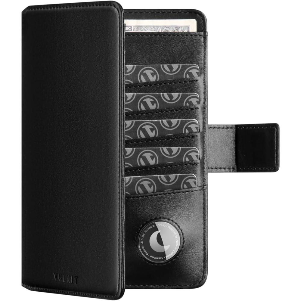 image:imageVULKIT Passport Holder with Airtag Holder RFID Blocking Passport Wallet Travel Leather Passport for WomenBlack BrownIron Black
