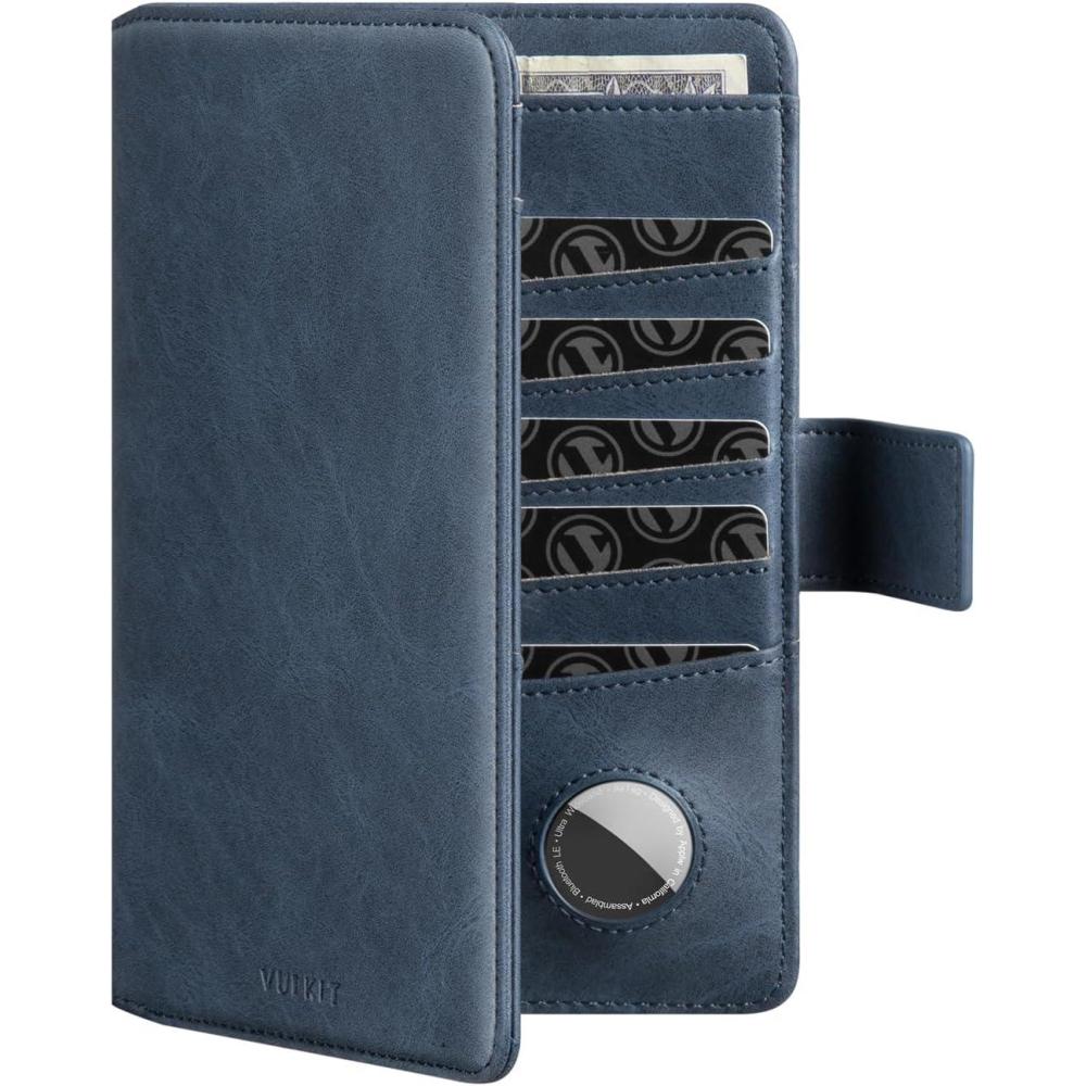 image:imageVULKIT Passport Holder with Airtag Holder RFID Blocking Passport Wallet Travel Leather Passport for WomenBlack BrownNavy