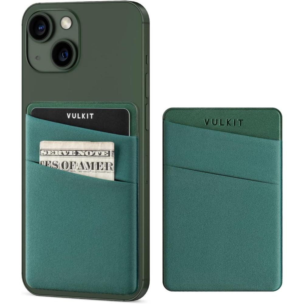 image:imageVULKIT Phone Card Holder Slim Elastic Adhesive Phone Wallet Credit Card Sleeves Sticker for Back of SmartphoneLilacGreen