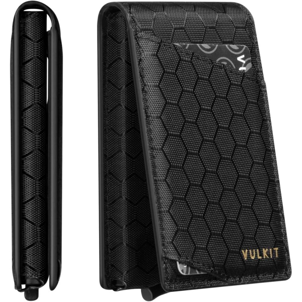 image:imageVULKIT Pop Up Wallet for Men Credit Card Holder Minimalist Slim Bifold Wallets RFID Blocking with Gift Box EspressoBlack Grid