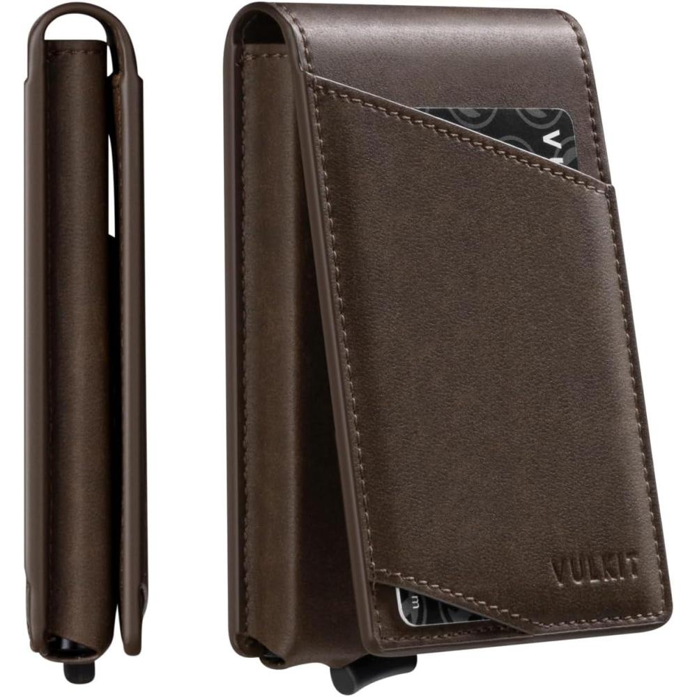 image:imageVULKIT Pop Up Wallet for Men Credit Card Holder Minimalist Slim Bifold Wallets RFID Blocking with Gift Box EspressoEspresso